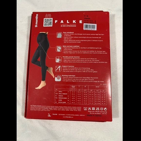 NIB $104 Falke 9 Months 80 Den Maternity Tights in Marine [SZ‎ Medium ] - Picture 3 of 8